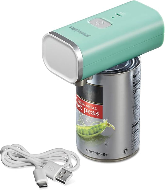 Proctor Silex Automatic Electric Can Opener, Hands Free Cordless Operation & USB Rechargeable, Self-Aligning, Cut Smooth Touch Lid Edges, Compact and Easy to Store, Mint by ProctorSilex