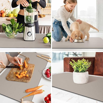 WISELIFE Dish Drying Mat Super Absorbent Drying Mat Large Dish Drying Mats for Kitchen Counter Easy Clean Dish Mat Kitchen Drying Mat18"x 36" Classic Khaki - Image 6