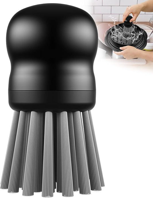 Mini Dish Brush for Cleaning Chicken Shredder, Palm Brush Dish Scrubber with Ergonomic Grip, Kitchen Brush for Washing Dishes, Pans, Pots, Sink (1, Black)