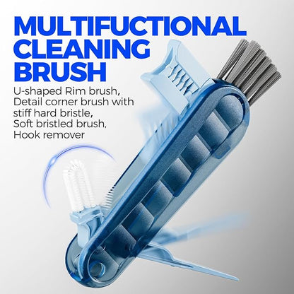 6 PACK Holikme 4 in 1 Cup Lid Cleaning Brush Set with 3 Straws, Multifunctional Bottle Brush, Silicone Cup Lid Gap Cleaner, Durable Bristle Crevice Cleaning Brush,Flat End Brushes,Navy & Black & Olive - Image 7
