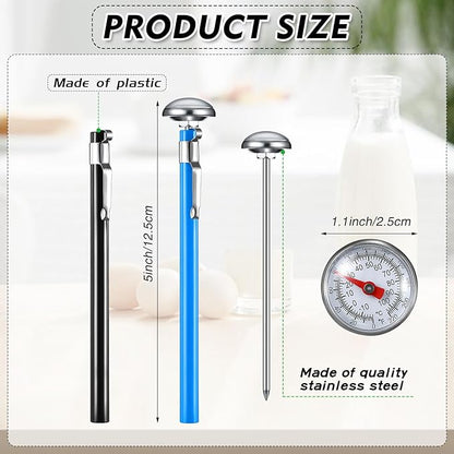 Xuhal 6 Pcs Stainless Steel Kitchen Thermometer with 5 Inch Long Stem 1 Inch Dial Thermometer Milk Frothing Food for Oven Probe Meat Grill BBQ Cooking Chocolate Water(Multicolor) - Image 2