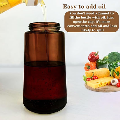 LAKUMIQI 2 in 1 Oil Sprayer for Cooking, 16oz Olive Oil Dispenser Bottle for Kitchen, Food Grade Light-Blocking Leak Proof Glass Spray Bottle for Salad, Air Fryer, BBQ - Image 4