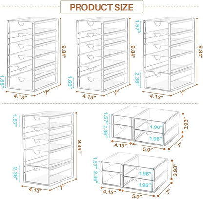 ARSTPEOE 30 Drawers, Acrylic Desk Makeup Organizer, Plastic Drawers Organizer, Stackable Storage Solution for Makeup, Dresser, Office, Bathroom Clear Plastic Craft and Bead Storage Cabinet - Image 3