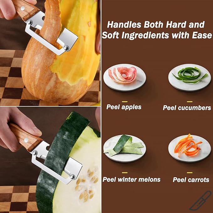 Premium Vegetable Peeler with Wooden Handle and Bottle Opener, Multi Functional Vegetable Peeler for Kitchen, Stainless Steel Blade Kitchen Tool for Vegetables or Fruits That Need to Be Peeled(1PCS) - Image 7