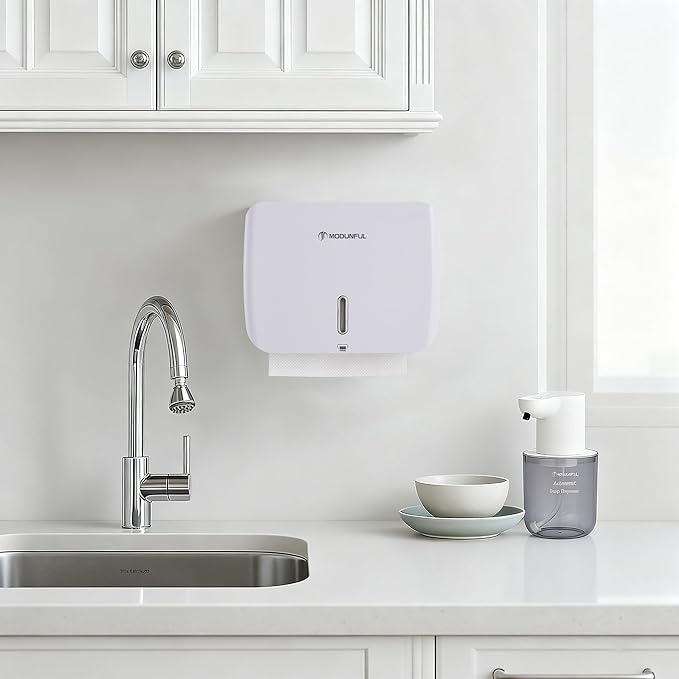 Paper Towel Dispenser Wall Mount: No Drill Adhesive Z-fold Multifold Paper Towel Dispenser, Compact Design for Family Bathrooms & Small Spaces, Locking Feature - Image 2