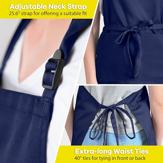 ROTANET Extra Large Apron for Men Adjustable Bib Aprons with 2 Pockets Cooking Kitchen Women Chef Water & Oil Resistant - Image 5