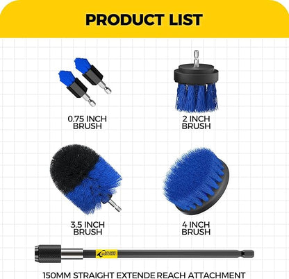 Holikme 6Pack Drill Brush Power Scrubber Cleaning Brush Extended Long Attachment Set All Purpose Drill Scrub Brushes Kit for Grout, Floor, Tub, Shower, Tile, Bathroom，Scrub Brush Blue - Image 7