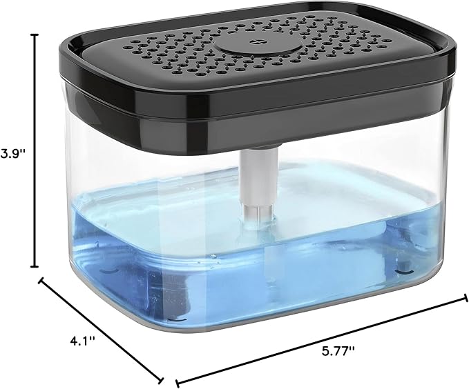 MR.SIGA Dish Soap Dispenser for Kitchen,2 in 1 Premium Sponge Holder, Dishwashing Soap Pump Dispenser for Countertop, Black - Image 7
