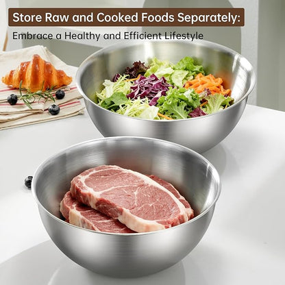 Gronivex Stainless Steel Mixing Bowls Set of 2 (4.2 & 5.3 Qt), Food Grade 304, Dishwasher Safe, Stackable Nesting Bowls for Baking, Salad Prep & Cooking - Image 7