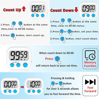 ZILLEEN Classroom Timers for Kids Classroom Magnetic Digital Kitchen Timers for Cooking Teachers Gym Game 6 Pcs - Image 8
