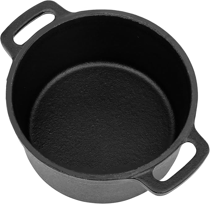 Flavehc Mini Cocotte 8 oz Pre-Seasoned Mini Dutch Oven 0.25 qt. Cast Iron Garlic Roaster for Oven Garlic Confit Pot Ramekins with Lids Oven Safe Set of 2