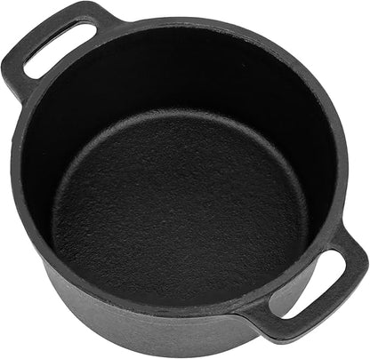 Flavehc Mini Cocotte 8 oz Pre-Seasoned Mini Dutch Oven 0.25 qt. Cast Iron Garlic Roaster for Oven Garlic Confit Pot Ramekins with Lids Oven Safe Set of 2