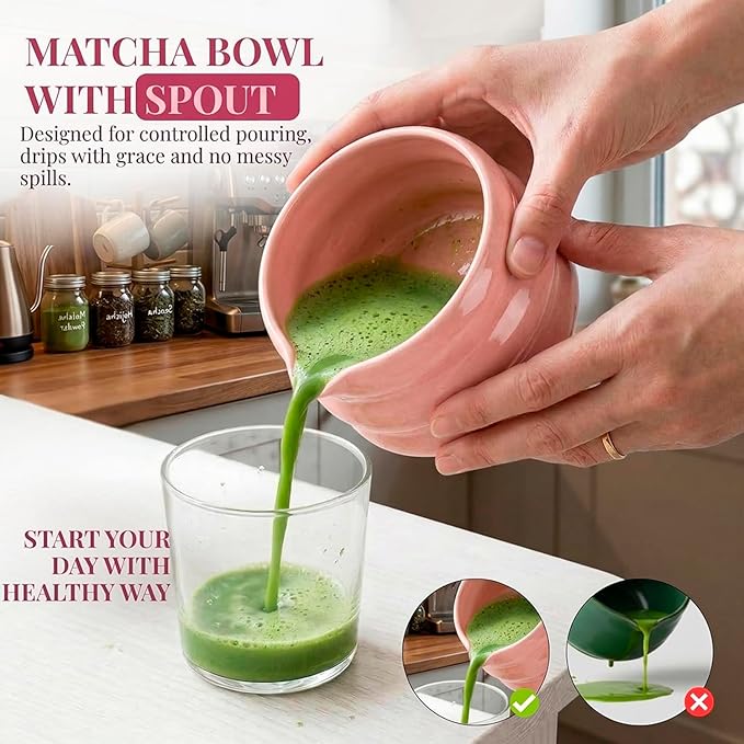 BARISTA EMPEROR® MATCHA WHISK SET PREMIUM 11pcs - Professional Matcha Kit Set with Matcha Bowl, Matcha Whisk, Milk Frother, Spoon, Sifter, Scoop, Stand, Cup, Mat - Aesthetic Pink Matcha Set Kit