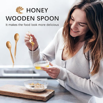 7 PCS Small Wooden Spoons, 5.8 Inch Honey Spoons for Tea, Schima Wooden Honey Teaspoon for Coffee, Little Tiny Wood Spoons, Bamboo Table Spoon for stirring, Wooden Spoons for Utensils Set - Image 2