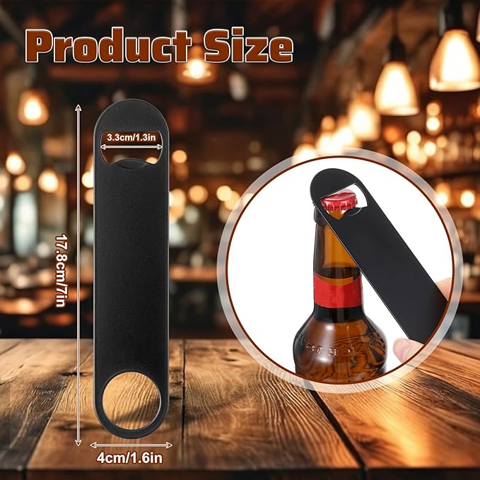 20 Pack Flat Bottle Opener, 7 Inch Stainless Steel Black Speed Opener Bulk for Bar, Kitchen, Restaurant, Party Supplies - Image 2
