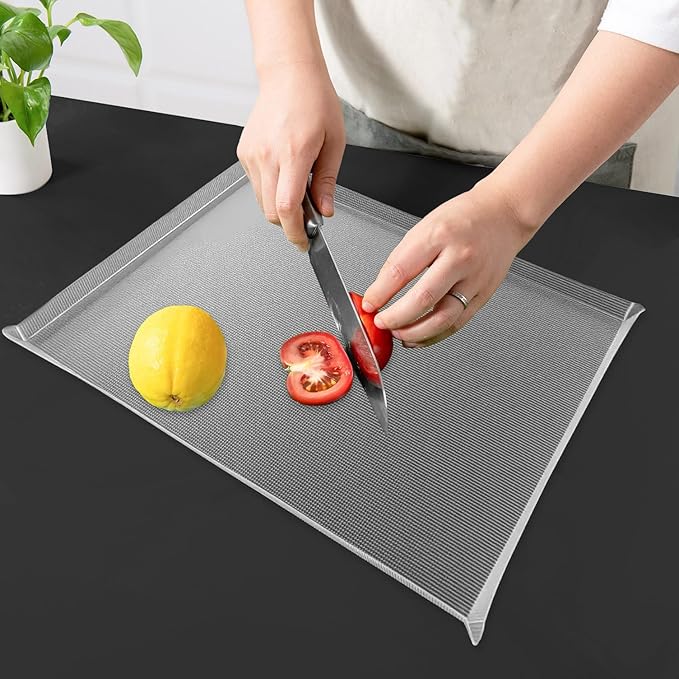 WK Flexible Plastic Cutting Boards Mats with Lip, Foldable Cutting Board for Kitchen Set of 3, Clear Cutting Boards, Nonslip Cutting Mats Sheets, BPA Free, Dishwasher Safe - Image 6