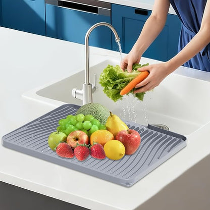 Silicone Dish Drying Mat for Kitchen Counter, Dish Drying Pad, Non-Slip Drain Pad with Built-in Drain, Heat Resistant Stone Drying Mat - Image 7