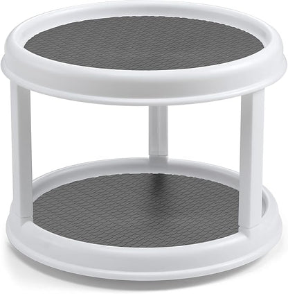 2 Tier 10" Turntable Lazy Susan Spice Organizer - Rotating Seasoning Rack for Pantry Cabinet Kitchen Countertop, Table Top Organizing - Multiuse Two Tier Rotating Organization Rack Spinner - Image 8