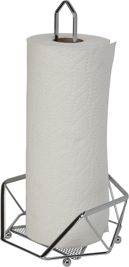 Kitchen Details Geode Paper Towel Holder | Countertop | Free Standing | Holds 1 Large Roll | Rust Resistant | Decorative | Chrome