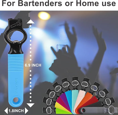 2-Pack Soda Can Opener and Beer Bottle Opener Bartender with Good Grip Silicone Handle, Pop Top Can Tab Opener for Long Nails, Bottle Opener for Arthritic Hand and Seniors, Gemstone Blue