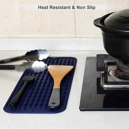 ZLR Silicone Sponge Holder & Sink Caddy Tray (6" x 17") - Narrow Dish Drying Mat for Kitchen Counter - Waterproof Soap Dispenser Organizer, Non-Slip Bathroom Vanity Tray (Midnight Blue) - Image 9