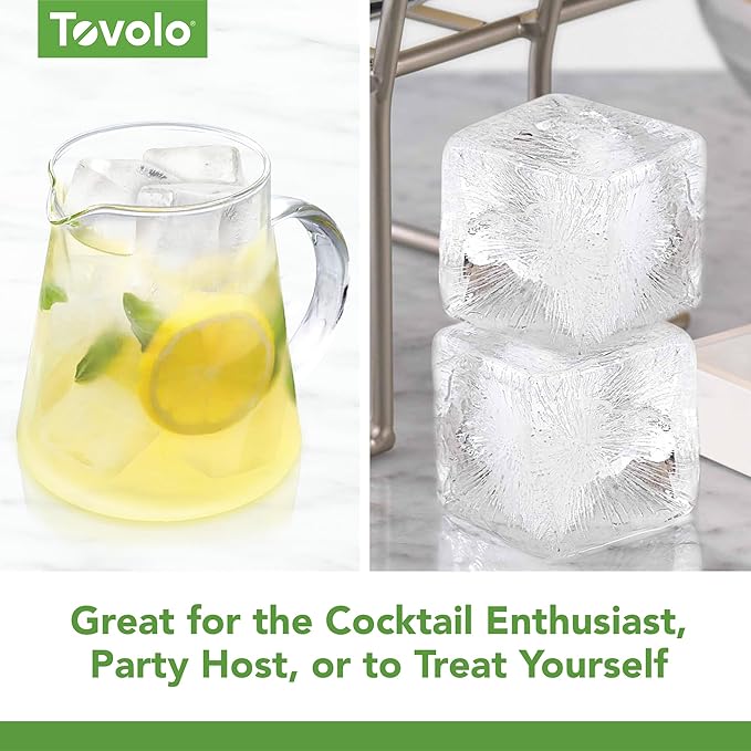 Tovolo Large Square Ice Cube Mold Colossal 2 Inch Cubes Pack of 2, Huge Ice Cube Mold Block for Whiskey Cocktails Bourbon, Silicone BPA Free Dishwasher Safe Giant XL Ice Cube Molds - Image 4