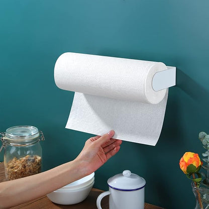 ZUNTO Paper Towel Holder Under Cabinet - Paper Towel Rack for Kitchen, Adhesive Paper Towel Holder SUS304 Stainless Steel(White) - Image 6