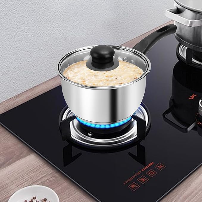 Stainless Steel Pot Set with Lid 6pcs,Sauce Pans 1QT & 2QT & 3QT Set,Triply Bottom Stainless Steel Pot Set - Image 2