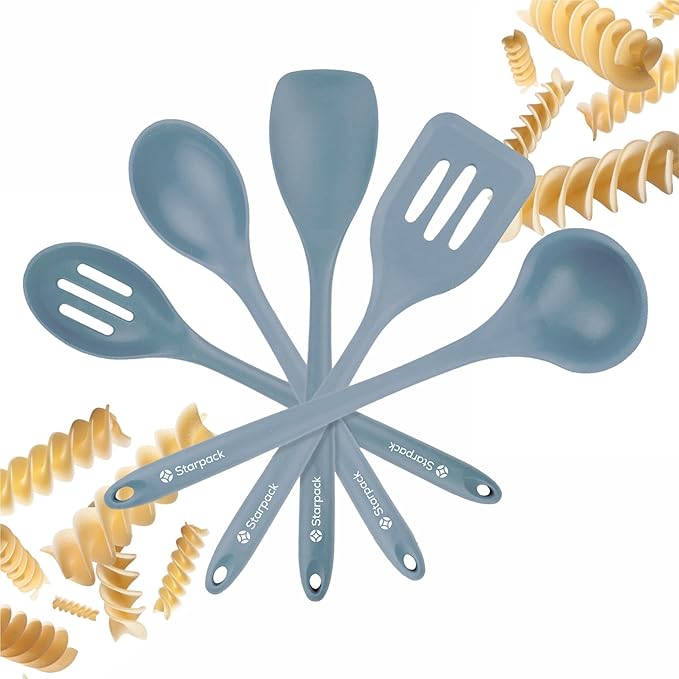 Starpack 'Stir & Serve' Silicone Cooking Utensils Set (5 Pcs) - 10.5" - Kitchen Utensil Set Heat Resistant to 600°F - Kitchen Utensils for Nonstick Cookware - Silicone Utensil Set for Mixing & Cooking by StarpackHome