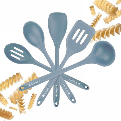 Starpack 'Stir & Serve' Silicone Cooking Utensils Set (5 Pcs) - 10.5" - Kitchen Utensil Set Heat Resistant to 600°F - Kitchen Utensils for Nonstick Cookware - Silicone Utensil Set for Mixing & Cooking by StarpackHome