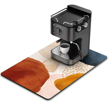 Rnivvi Coffee Mat, 16" x 24" Cute Boho Theme Coffee Bar Mats for Espresso Machine Station Accessories and Organizer, Hide Stain Rubber Backed Absorbent Dish Drying Pad for Kitchen Counter, Stones by Rnivvi