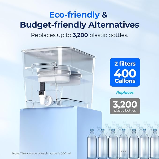 Waterdrop WFD-22L-DF Water Filter Dispenser, 40-Cup Water Purifier, 2 Built-in Filters, 8X Faster Filtration, 400-Gallon Lifespan, 10X Longer Lifetime, Reduces Chlorine, PFOA/PFOS, White - Image 8