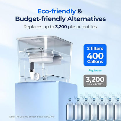 Waterdrop WFD-22L-DF Water Filter Dispenser, 40-Cup Water Purifier, 2 Built-in Filters, 8X Faster Filtration, 400-Gallon Lifespan, 10X Longer Lifetime, Reduces Chlorine, PFOA/PFOS, White - Image 8