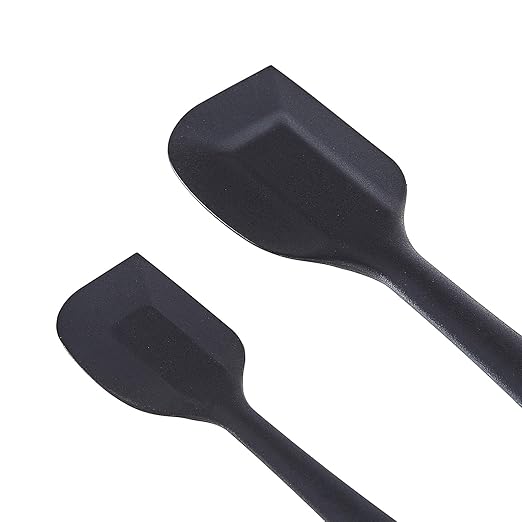 Amazon Basics Non-Stick Heat Resistant Silicone Spatula Set, Dishwasher Safe, BPA Free, Food Grade, 2 Small & 2 Large, Black, Pack of 4 - Image 3