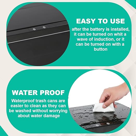 BestOffice 13 Gallon Trash Can Automatic Kitchen Trash Can Touch Free High-Capacity Garbage Can with Lid for Bedroom Bathroom Home Office 50 Liter (Black, 1) (3, Black) - Image 3