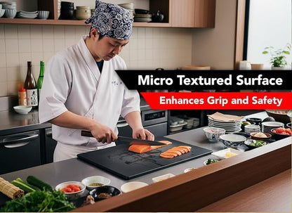Thirteen Chefs Extra Large 24 x 18 Black Cutting Board - 1/2" Thick HDPE Plastic for Restaurants and Professional Kitchens - Image 5
