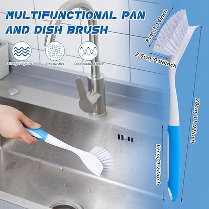 Hsei 10 Pcs Blue Kitchen Scrub Dish Brush Bulk with 11 Inch Anti Slip Handle Cleaning Dish Scrubber with Stiff Bristles Washing Scrub Brushes for Housekeeping for Pots and Pans, Kitchen Sink - Image 2