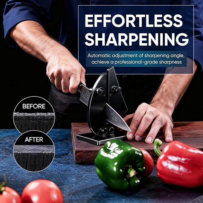VN3 Professional Knife Sharpener | 3-Action Streamlined Sailboat Design for Effortless Knife Sharpening - The Ultimate Tool for Precision 11 to 21 Degree Angles (Obsidian Color) - Image 2