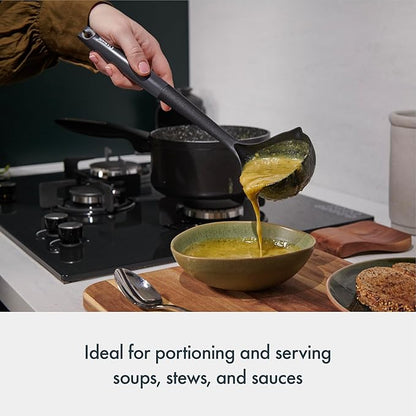 Culinare Soup Ladle with Dual Pouring Spouts & Herb Stripper – Heat-Resistant, Non-Stick Safe Serving Spoon for Soups, Stews & Sauces – Ergonomic Handle, Dishwasher Safe, Easy Storage