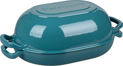 VORRINGARD Enameled Cast Iron Sourdough Bread Oven, Dutch Oven, Loaf Cast Iron Bread Pan for Homemade Bread Baking, Meatloaf Pan with Lid, 7QT, Bluegreen - Image 8