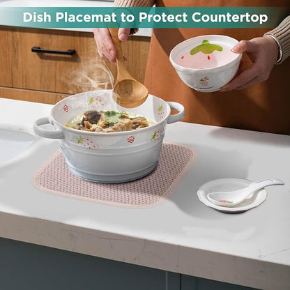 GeeRic Microfiber Dish Drying Mat, Super Absorbent Kitchen Dish Drying Pad for Mother's Day, Reversible Gift Mats for Countertop, 7 * 7 inch Beige - Image 6