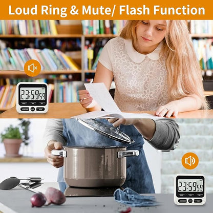 NKOVE Digital Kitchen Timer 24 Hour Clock and Alarm Function with Silent or Alarm Manual Switching Count UP or Down and Memory Function for Cooking, Baking, Meeting - Image 5