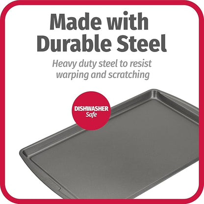 GoodCook Everday Nonstick Carbon Steel 17 x 11-Inch Baking Sheet Set, 2 Pack – Medium Sized Cooking Pans, Bakeware Set, Cookie Sheets for Baking, Oven Pan Set - Image 6