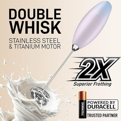 Zulay Kitchen Whisk Milk Frother with 4 Duracell Batteries - Powerful Handheld Foam Maker for Coffee, Lattes, Matcha, Hot Chocolate & Cappuccinos - Whip Creamy Froth in Seconds - Image 4