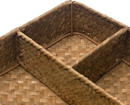 XIMISISE Tea Bag Holder, Woven Tea Bag Organizer, Tea Candy Storage Basket, Sugar Packet Holder, Coffee Station Condiment Organizer (10.2 x 7.9 x 2.4 inch)