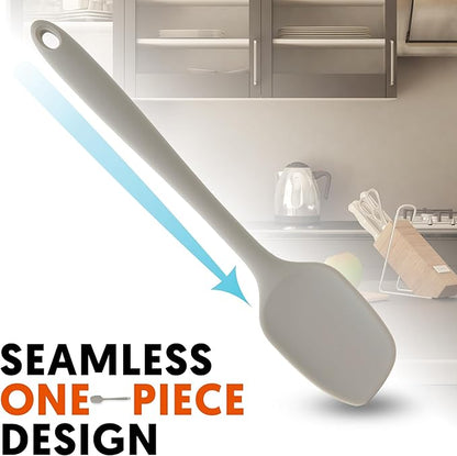 Platinum Silicone Spatula – BPA Free Silicone Spatula for Cooking – Heat Resistant Cooking Utensils for Non Stick Pans – One-Piece Spoonula for Baking, Mixing & More – Kitchen Scraper 11.4” Gray