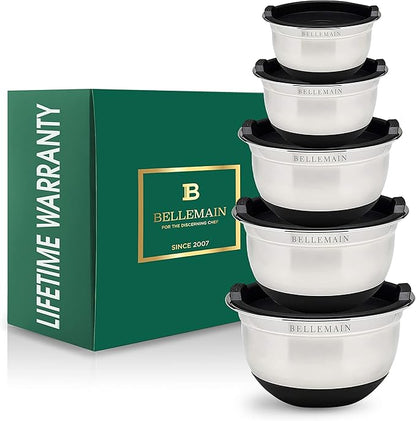 Bellemain Stainless Steel Non-Slip Mixing Bowls with Lids (5 Piece, Silver/Black) - Image 8