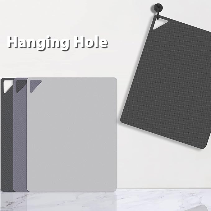 WK Flexible Plastic Cutting Boards for Kitchen, Cutting Board Mats Set of 3, Nonslip Cutting Board for Meat, Thin Cutting Sheets with Hole, Dishwasher Safe, BPA Free, 14.5x11.5" - Image 5