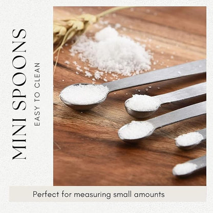 2 Pack Teaspoon Measuring Spoons, 1/4 tsp, 1/8 tsp, 1/16 tsp, 1/32 tsp, 1/64 tsp Mini Measuring Spoons Set, Stainless Steel Cooking Baking Tiny Measuring Spoon for Powders, Spices, Salt - Image 3
