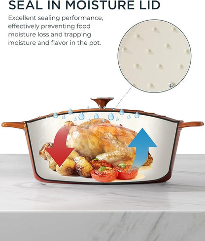 Enameled Cast Iron Dutch Oven - 9.3QT Dutch Oven Pot with Lid & Cotton Potholders - Heavy-Duty Non Stick Casserole Pot for Braising, Stews, Roasting, Baking, Suitable for All Stovetops, Vibrant Orange - Image 4